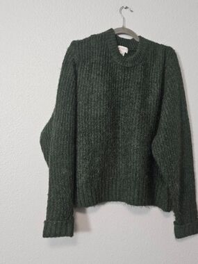 APRICOT Dark Green Ribbed Crewneck Sweater Sz M